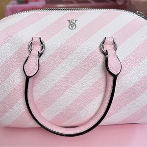 Victoria's Secret Pink and White Striped Mini Duffle Crossbody Bag